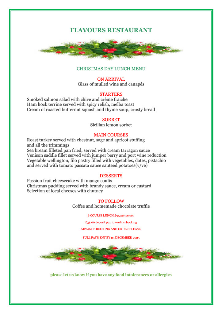 Christmas Lunch Menu 2025